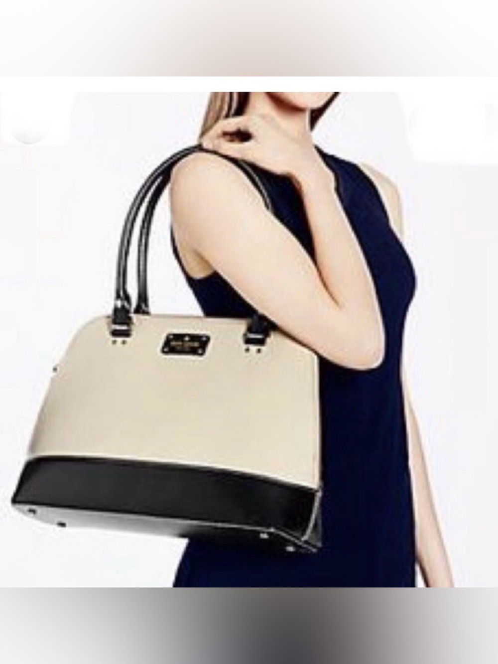 Kate Spade Rachelle Berkeley Structured Satchel Handbag - Cream and Black